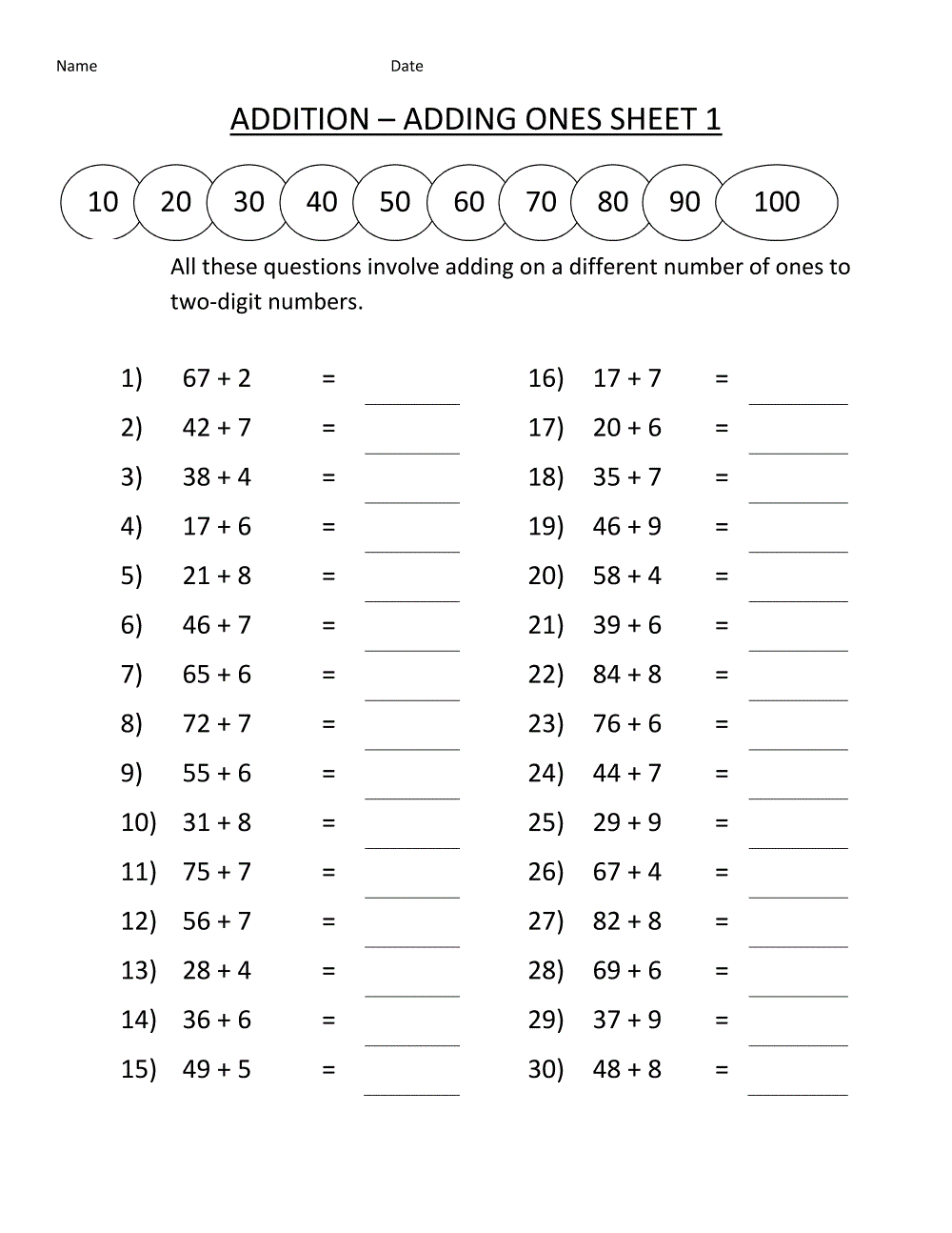 Printable Math Worksheets 3rd