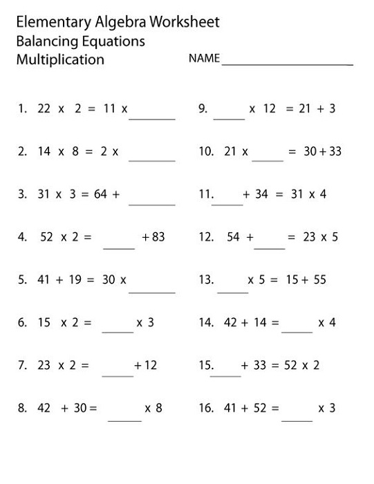 Simple Math Problems Worksheets Equations