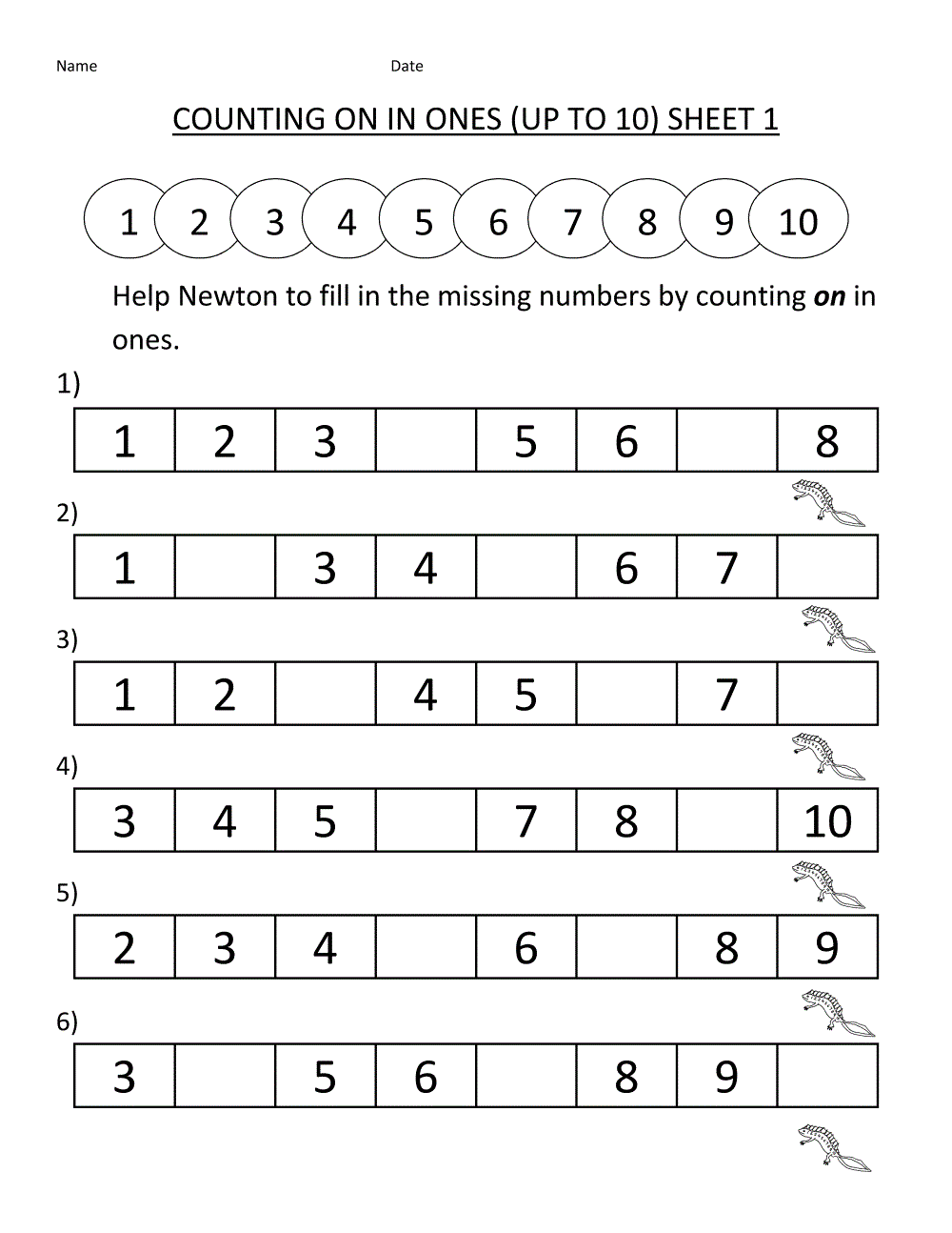 Printable Homework Sheets Counting