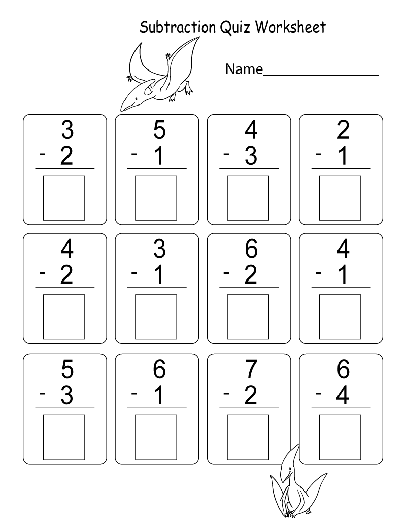 Printable Worksheets for Kids Subtraction