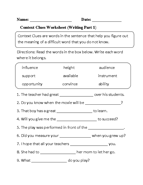 Third Grade Worksheets English