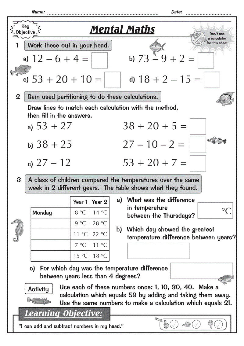 Year 4 Homework Sheets Math