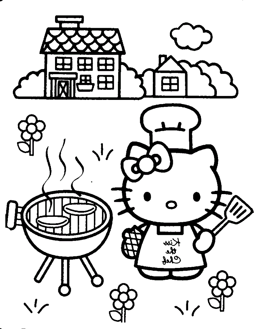 hello kitty coloring pages cooking
