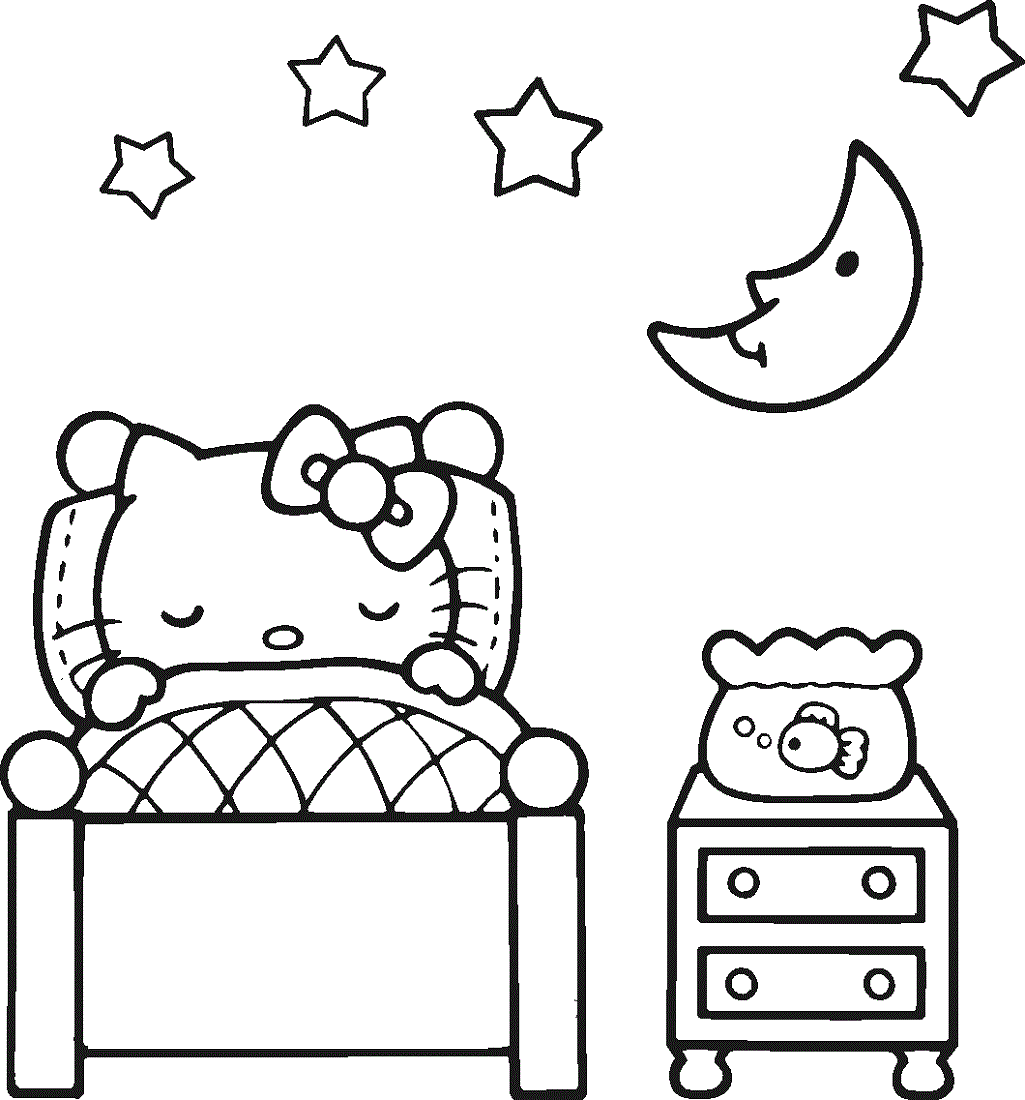 hello kitty coloring pages sleep