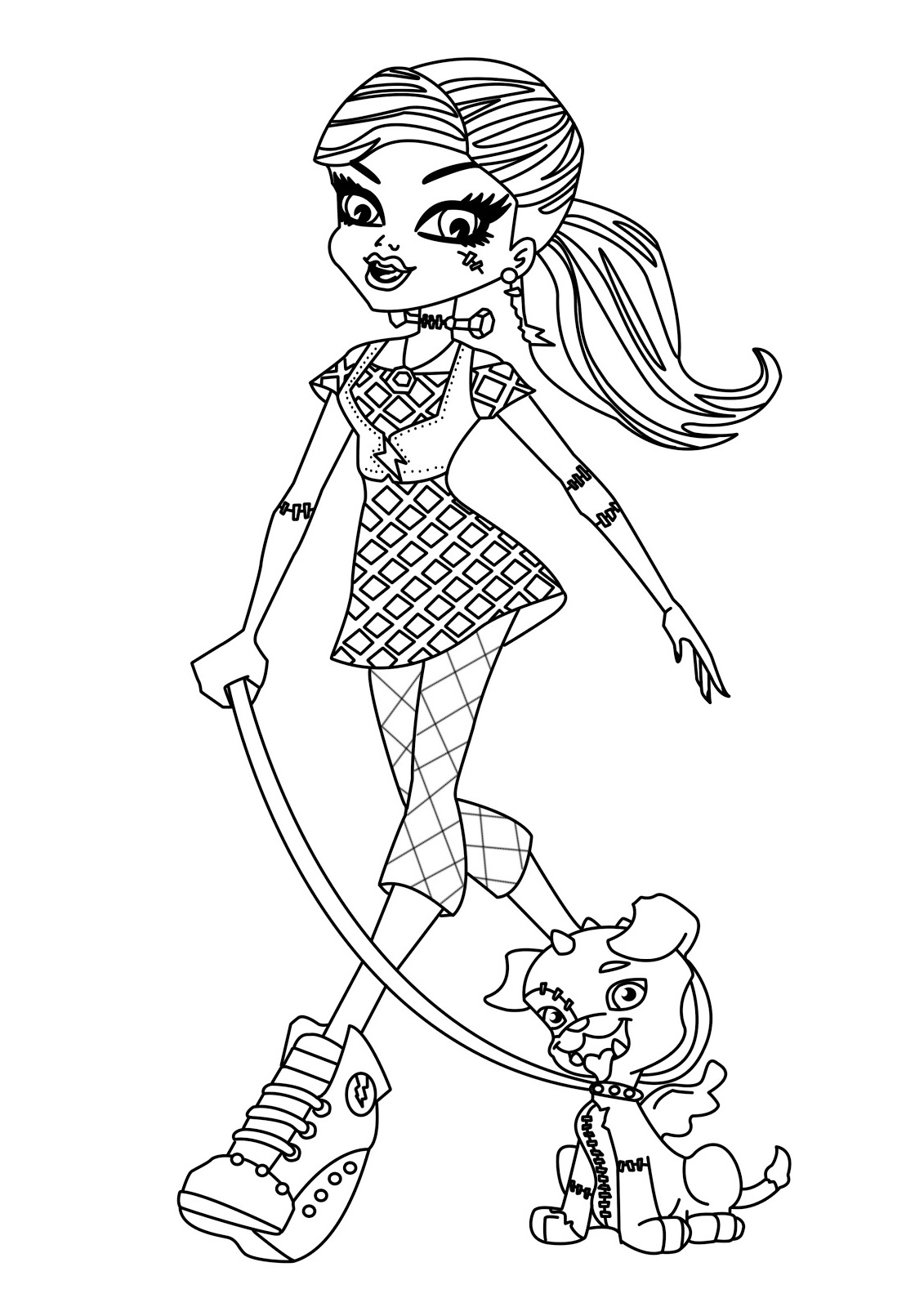 monster high coloring pages monster girl and dog