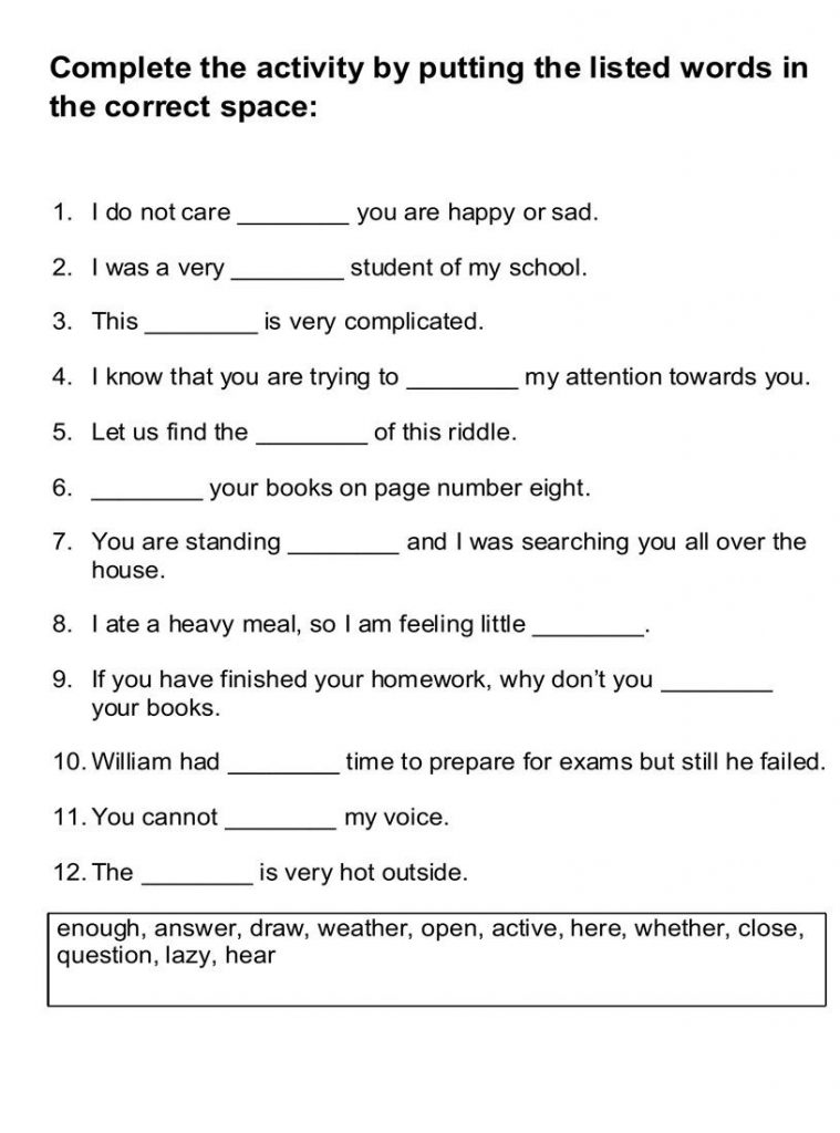 English Fun Worksheets Grade 4