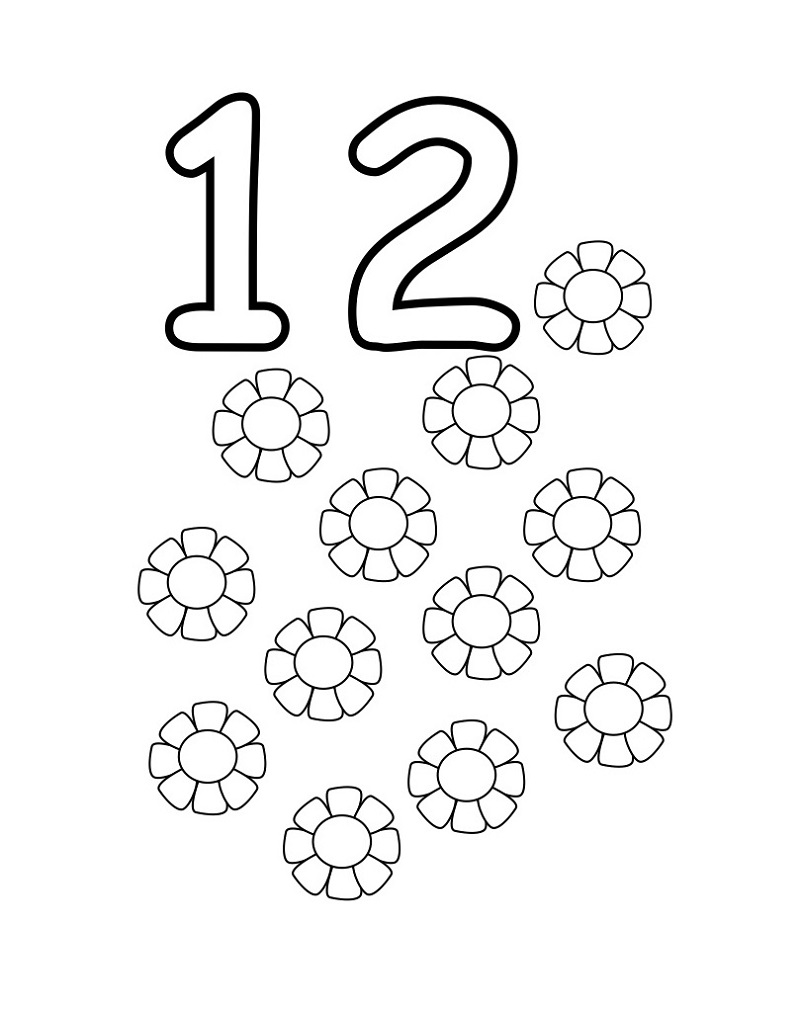 Number coloring pages 12