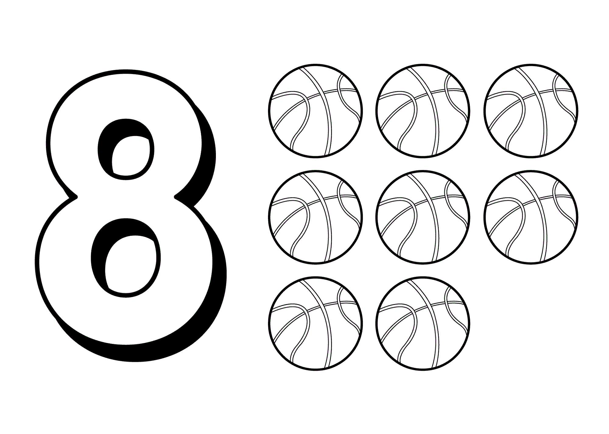 Number coloring pages 8