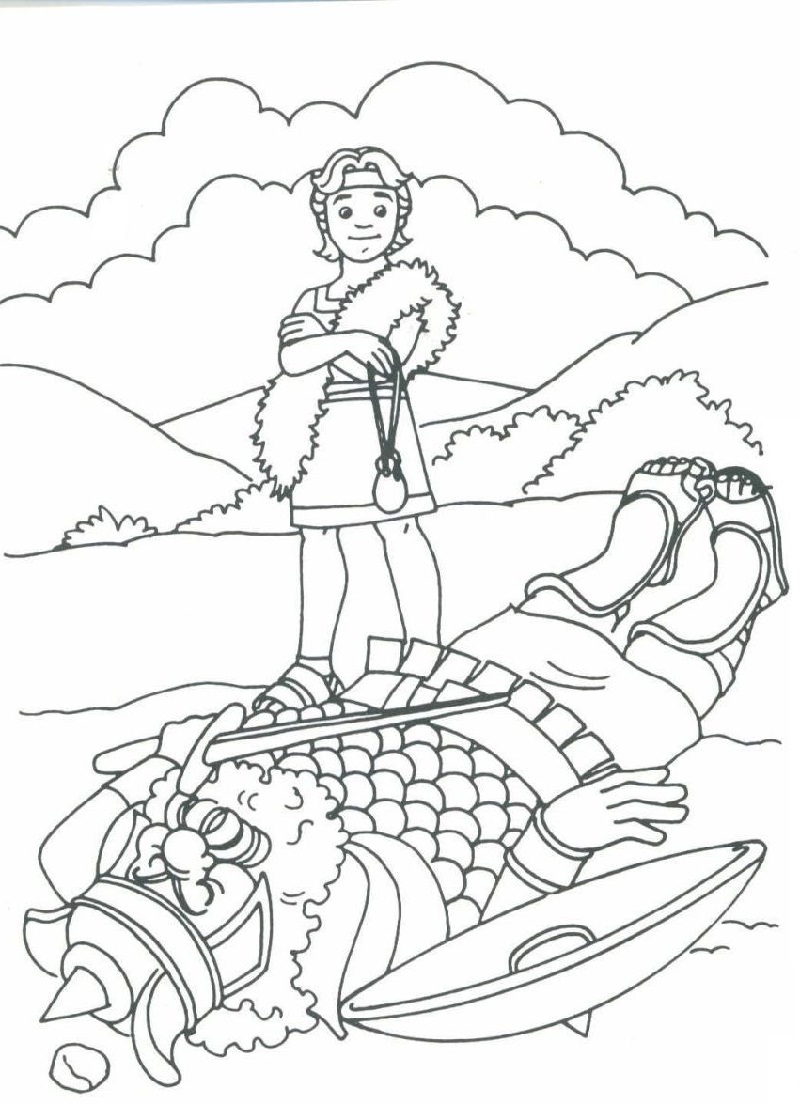 david and goliath coloring page king