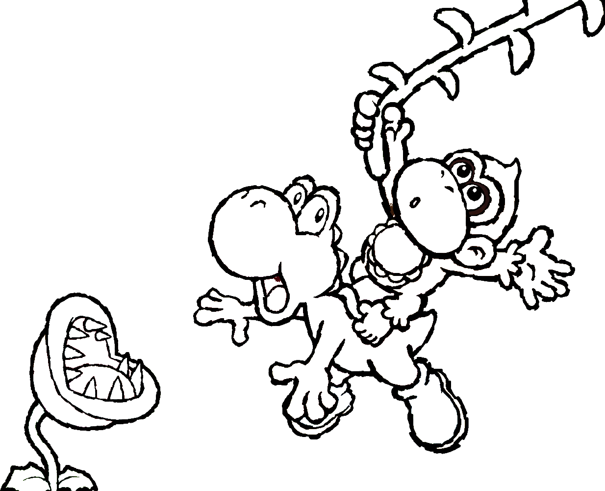 yoshi coloring pages yoshi and monkey