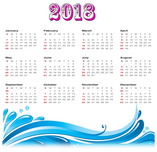 2018 Blank Yearly Calendar For Wall