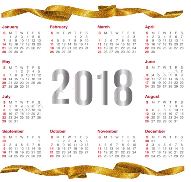 2018 Blank Yearly Calendar One Page