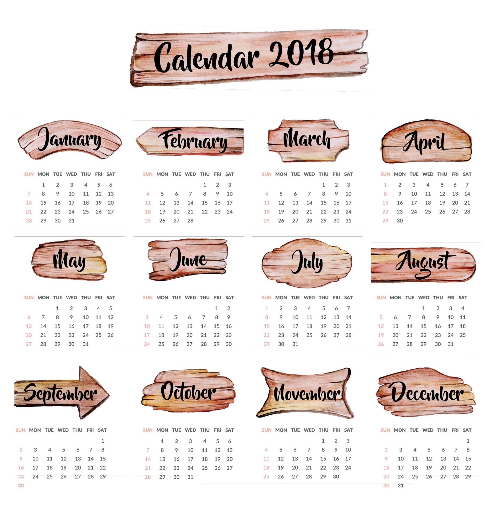 2018 Calendar Pdf Download Wall