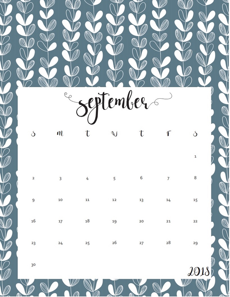 2018 Calendar Pdf Free Download September