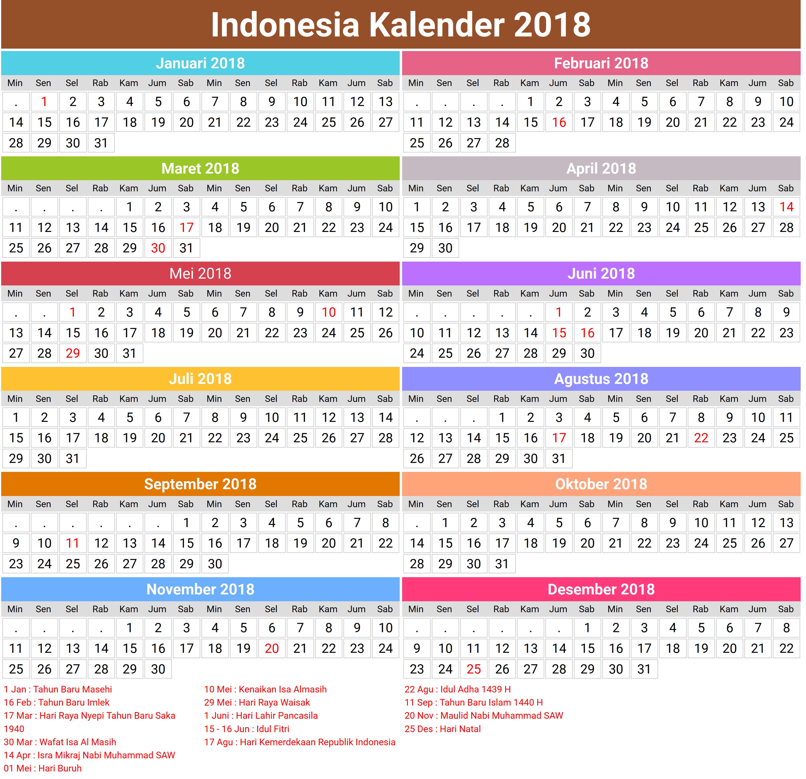 2018 Calendar Pdf Indonesia