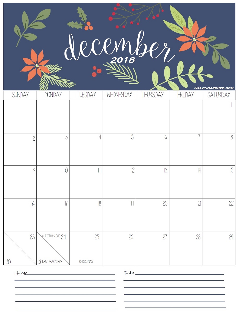 2018 Calendar Pdf With Note