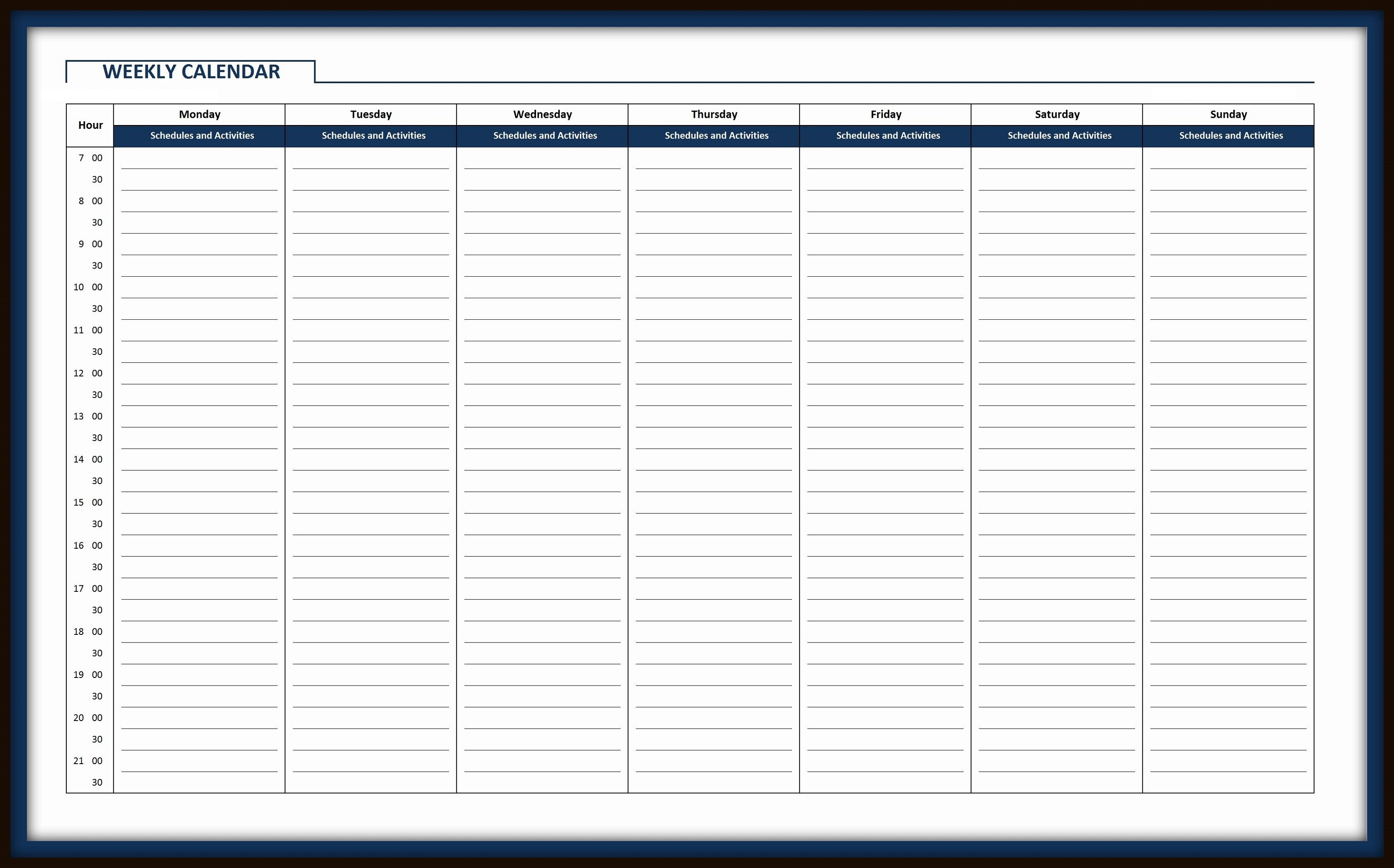 2018 Calendar Planner Printable Week