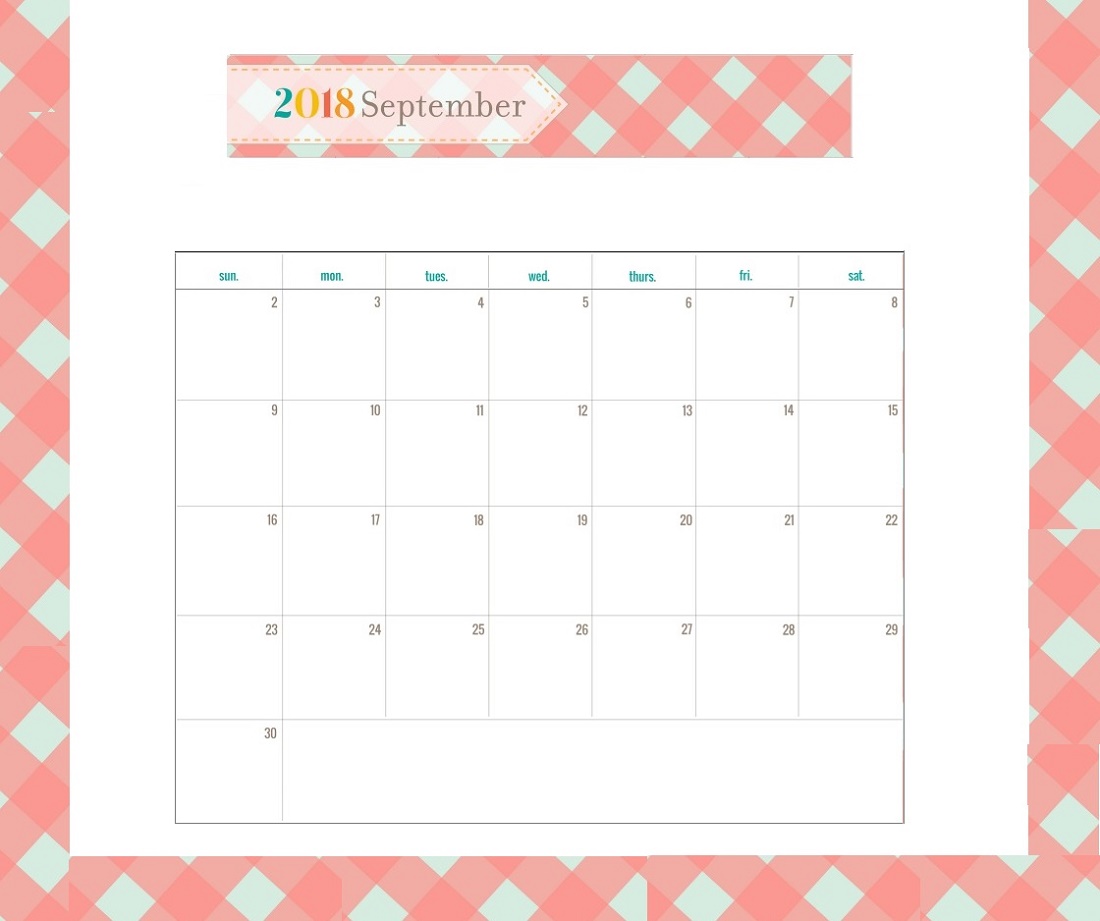 2018 Calendar Printable Word September