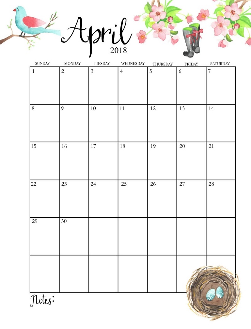 2018 Calendar Template Word For Kids