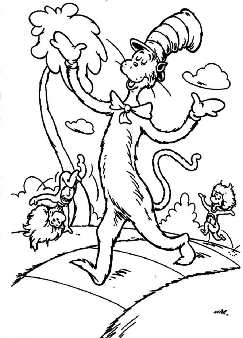 cat in the hat coloring pages 2
