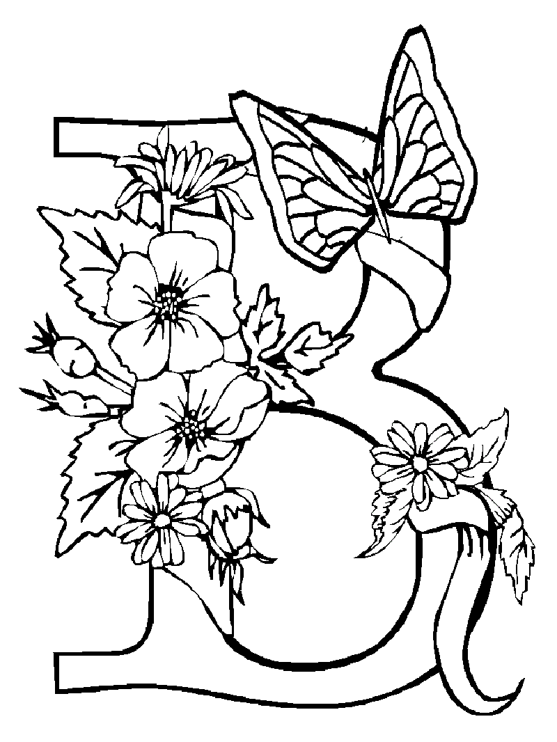 coloring pages of flowers and butterflies 4