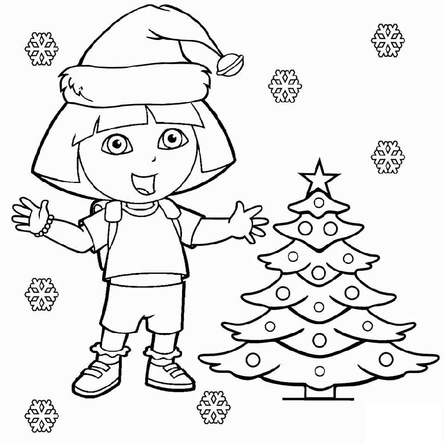 dora coloring pages christmas