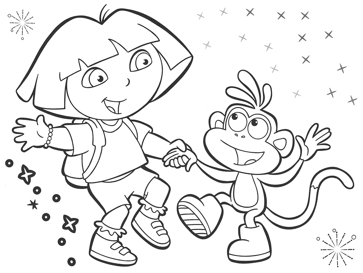 dora coloring pages dancing
