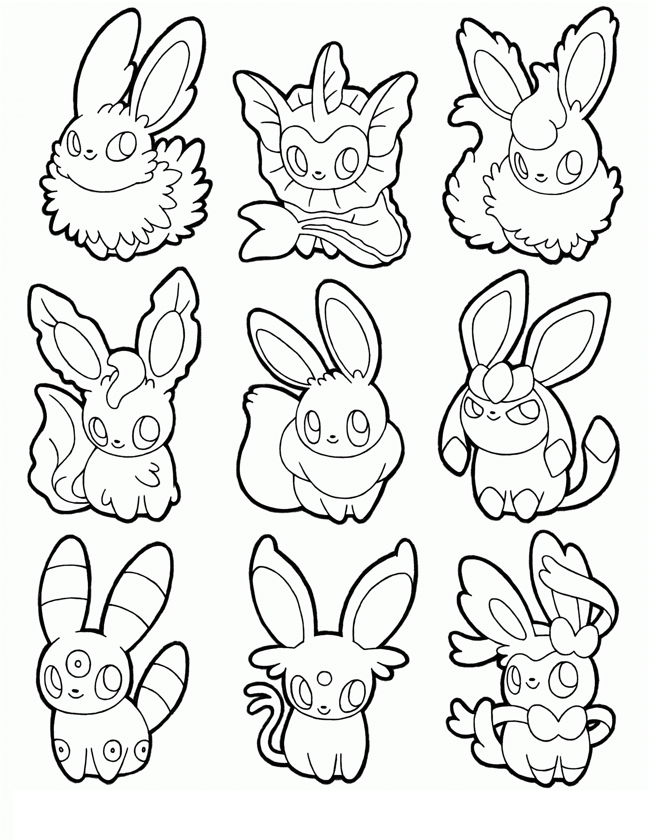 eeveelutions coloring pages one