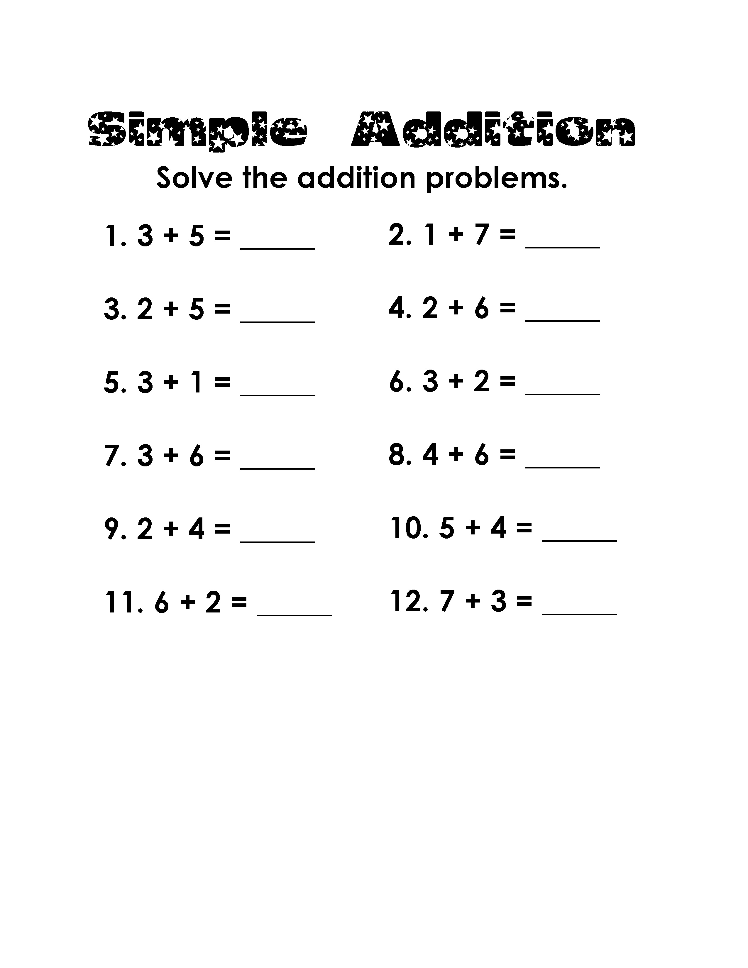 free easy math worksheets 5