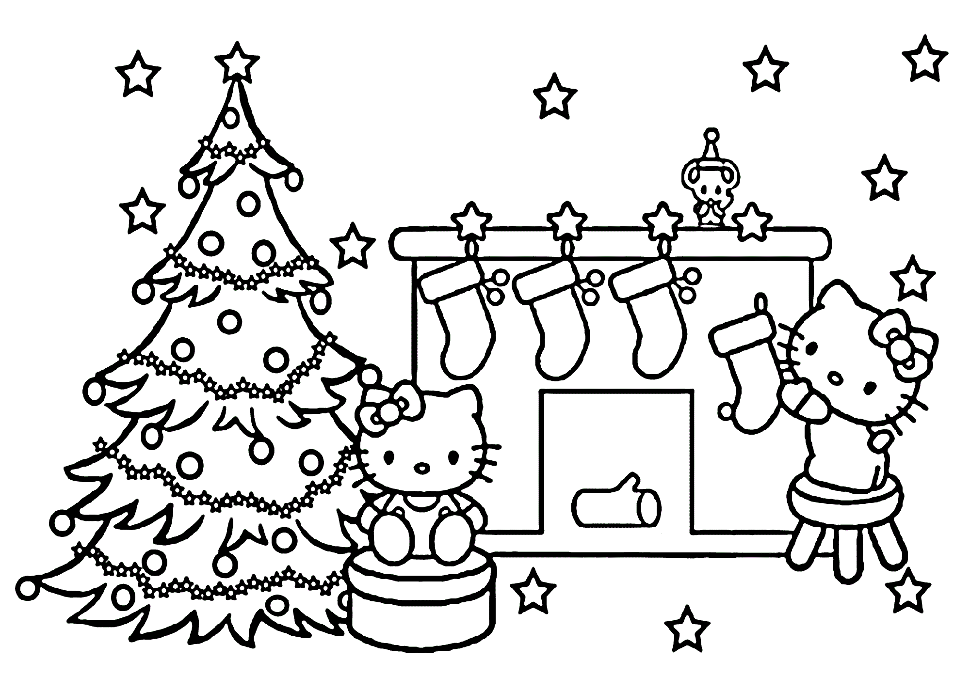 hello kitty christmas coloring pages 3