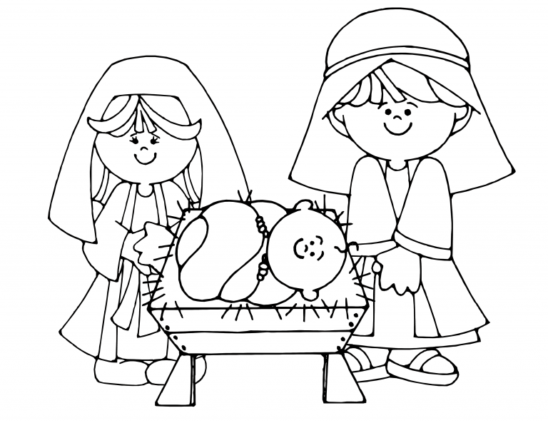 Cut Out Nativity Scene Coloring Page Sketch Coloring Page