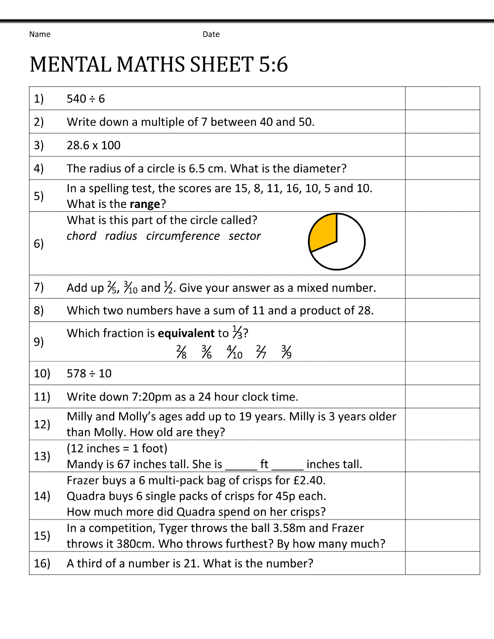 year 6 maths worksheets 2