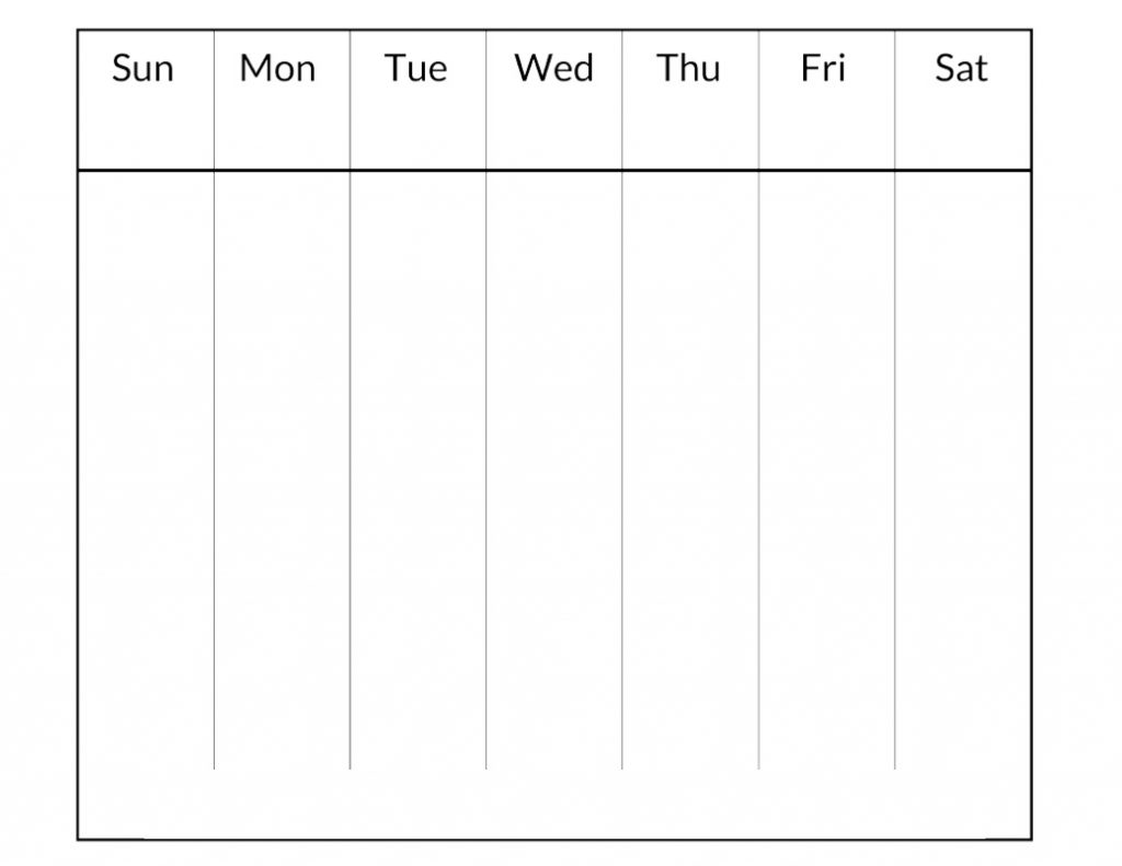 Blank Weekly Calendar for Usage Educative Printable