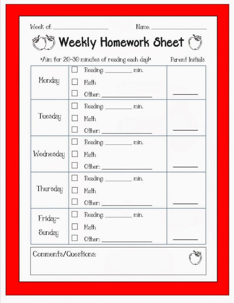homework worksheets for preschool