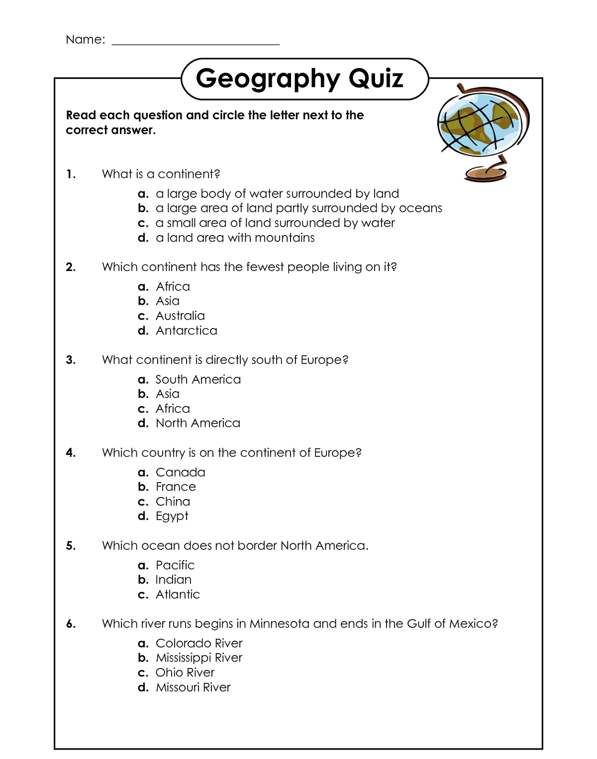 Geography Worksheets One For Studying Educative Printable