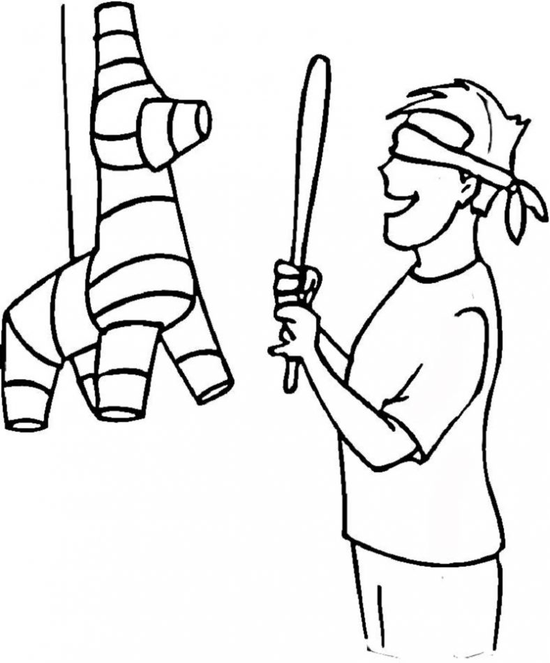 Pinata Coloring Page for a quick learning. Educative Printable