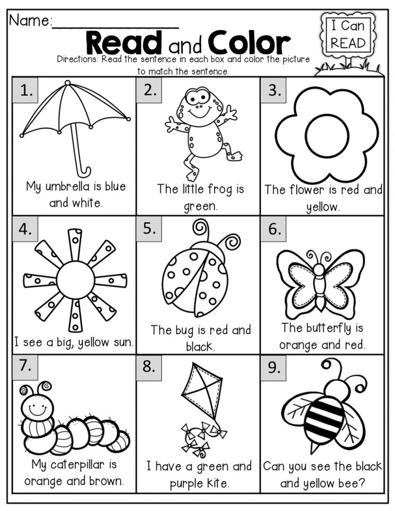 Ks1 Worksheets Read And Color